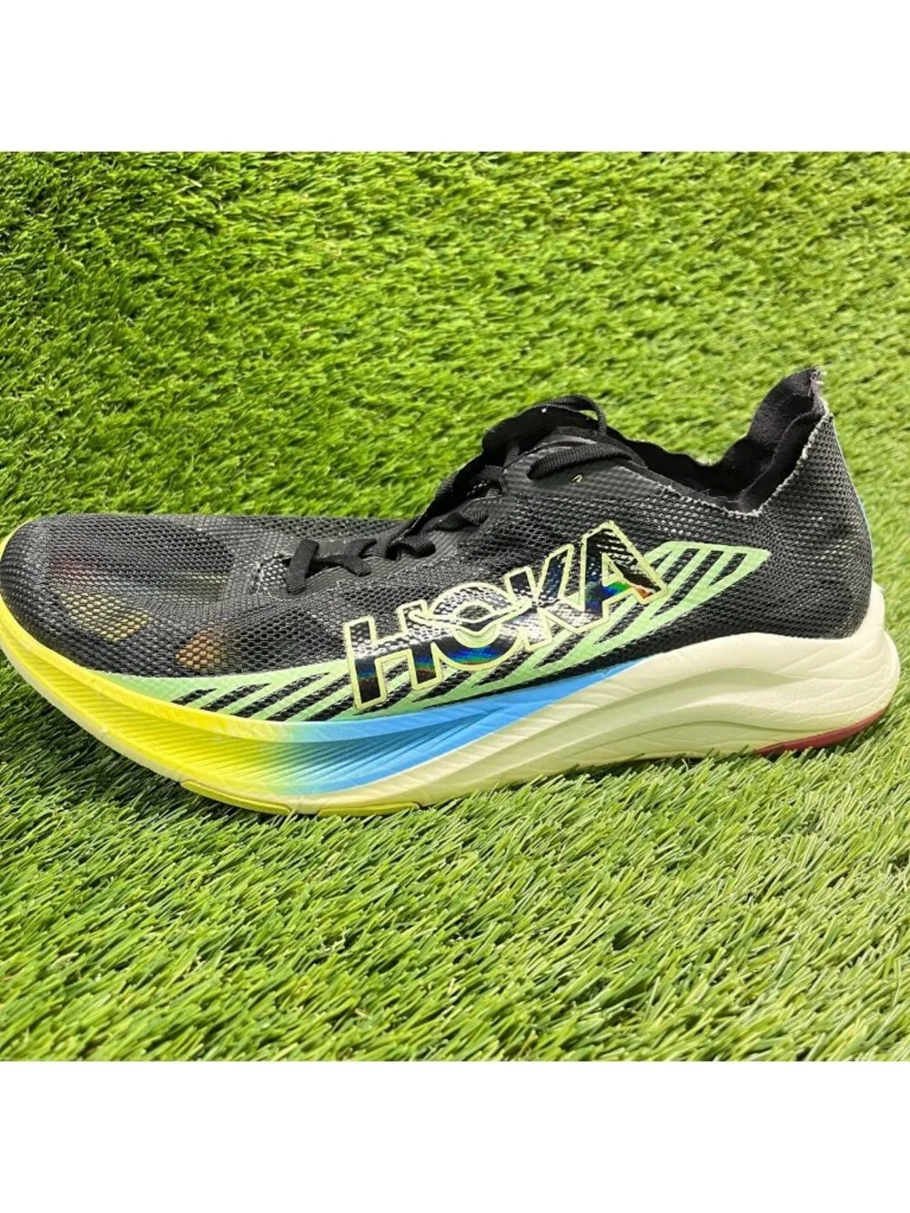 Hoka One One Cielo RD Mens Size 12 Black Yellow Athletic Running Shoes Sneakers